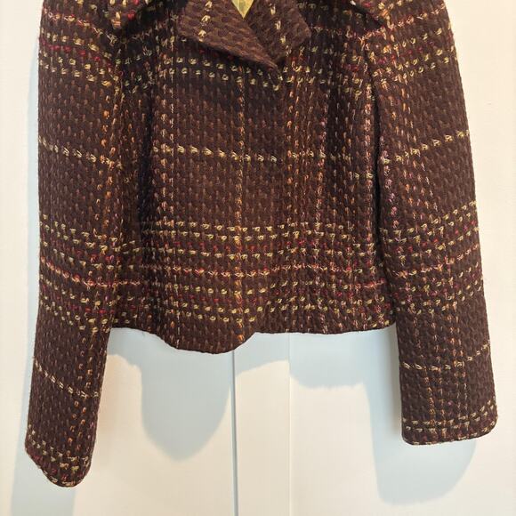 Vintage Garfield & Marks Jacket Womens 6 Brown Plaid Winged Collar Wool Made USA - Picture 4 of 11